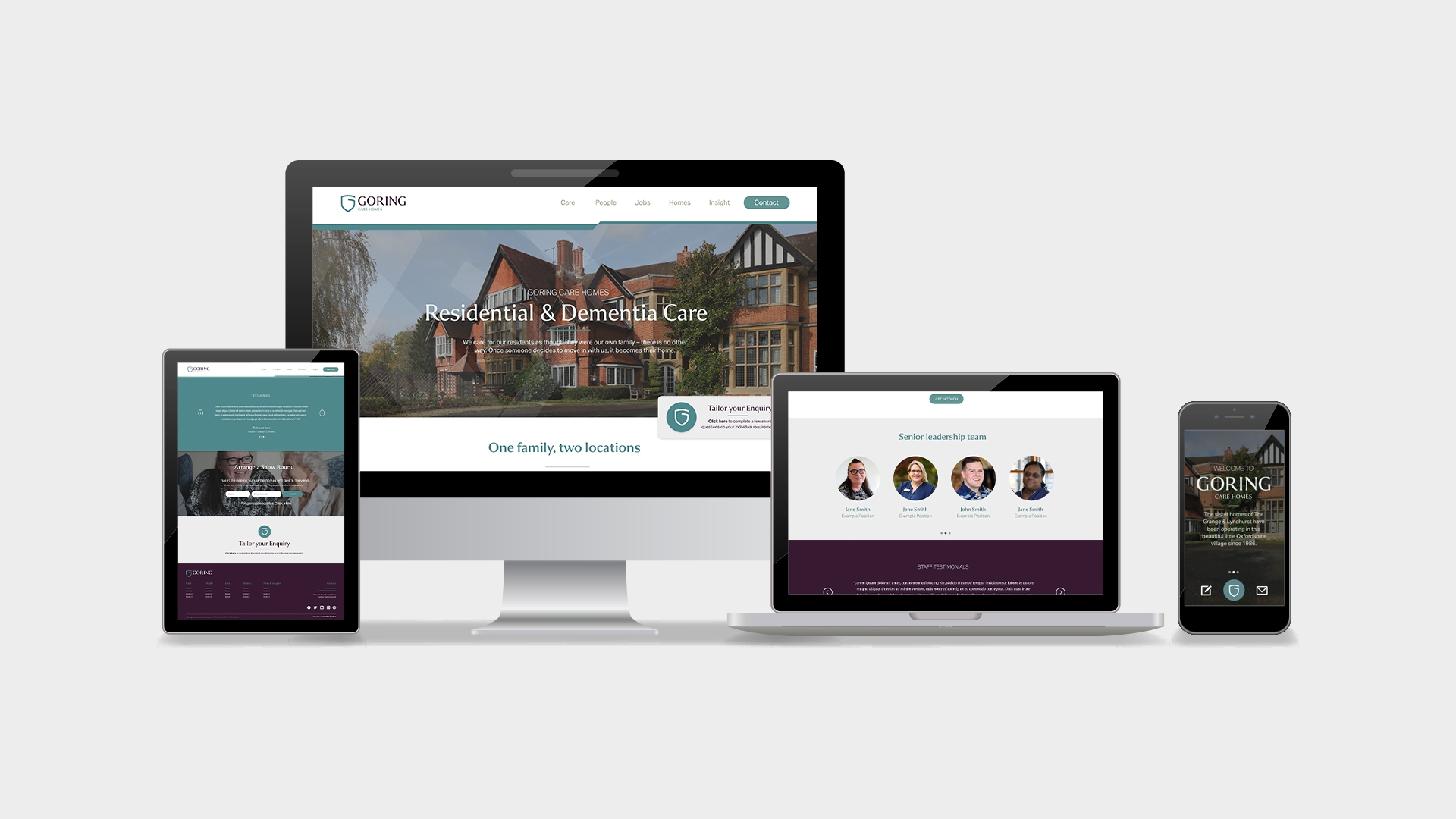 Shuttlefish Image showing the new Goring Care website on various devices
